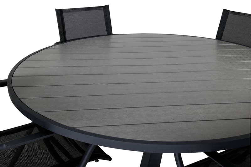 Parma Matgrupp Utomhus Rund Ø140cm + 4 Alina Matstolar - Svart/Grå - Utemöbler - Utegrupp - Matgrupper utomhus
