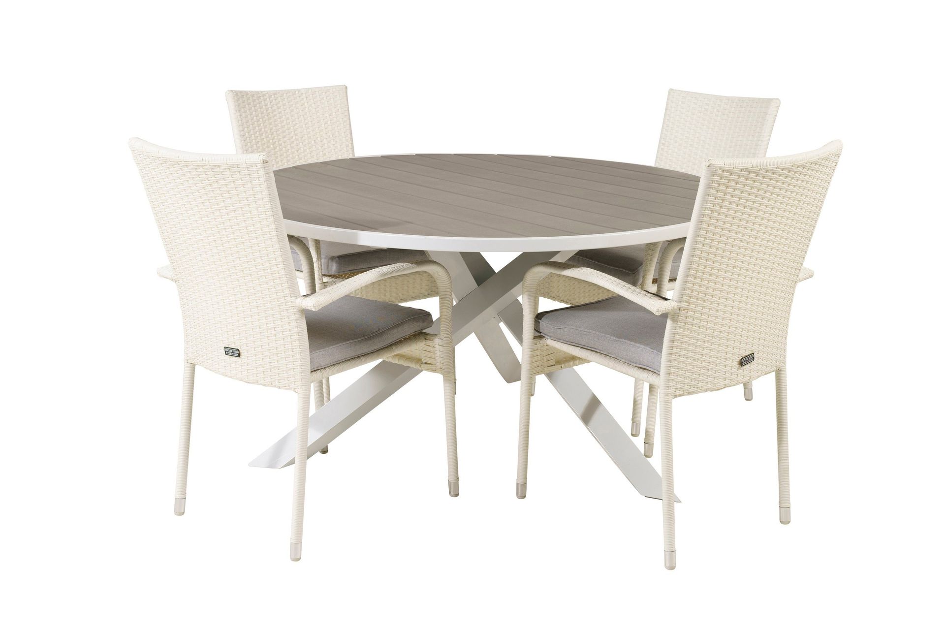 parma matgrupp utomhus rund ø140cm + 4 anna karmstolar - vit