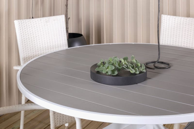 Parma Matgrupp Utomhus Rund Ø140cm + 4 Anna Karmstolar - Vit - Utemöbler - Utegrupp - Matgrupper utomhus