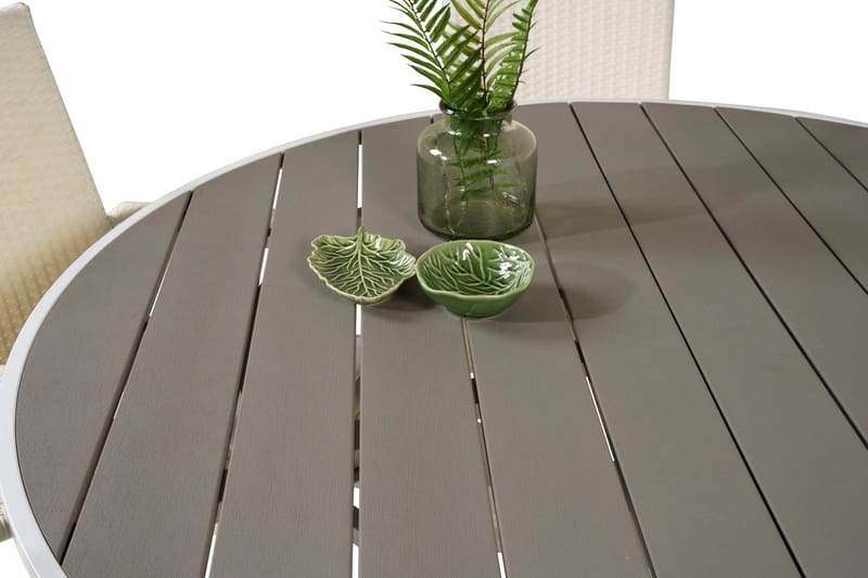 Parma Matgrupp Utomhus Rund Ø140cm + 4 Anna Karmstolar - Vit - Utemöbler - Utegrupp - Matgrupper utomhus