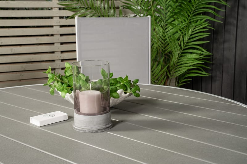 Parma Matgrupp Utomhus Rund Ø140cm + 4 Break Positionsstolar - Vit/Grå - Utemöbler - Utegrupp - Matgrupper utomhus