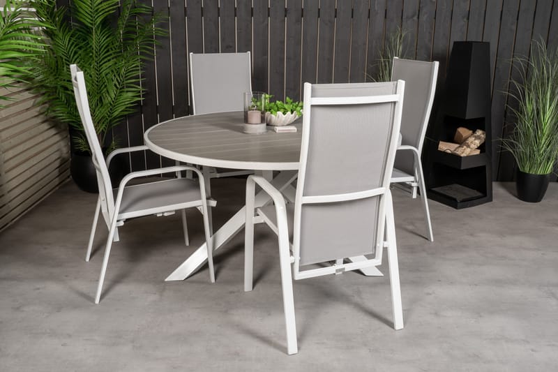 Parma Matgrupp Utomhus Rund Ø140cm + 4 Copacabana Stolar - Svart/Grå - Utemöbler - Utegrupp - Matgrupper utomhus