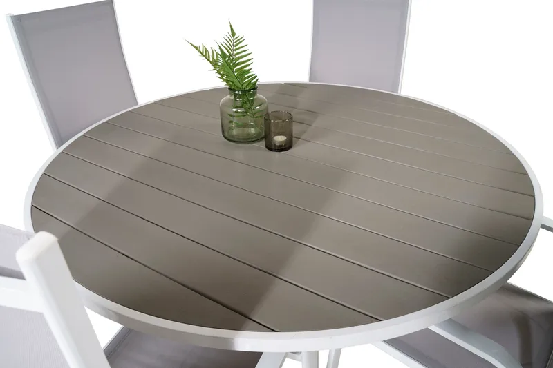 Parma Matgrupp Utomhus Rund Ø140cm + 4 Copacabana Stolar - Svart/Grå - Utemöbler - Utegrupp - Matgrupper utomhus