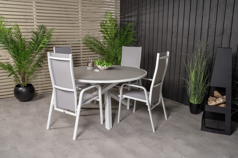 Parma Matgrupp Utomhus Rund Ø140cm + 4 Copacabana Stolar - Svart/Grå - Utemöbler - Utegrupp - Matgrupper utomhus