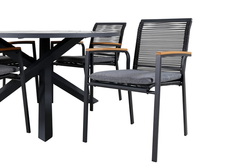 Parma Matgrupp Utomhus Rund Ø140cm + 4 Dallas Matstolar - Mörkgrå - Utemöbler - Utegrupp - Matgrupper utomhus