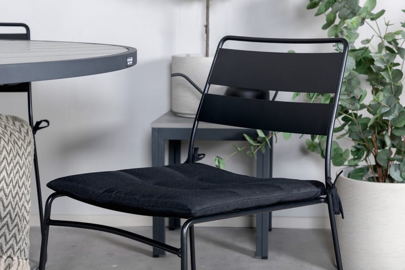 Parma Matgrupp Utomhus Rund Ø140cm + 4 Lina Matstolar - Svart/Grå - Utemöbler - Utegrupp - Matgrupper utomhus