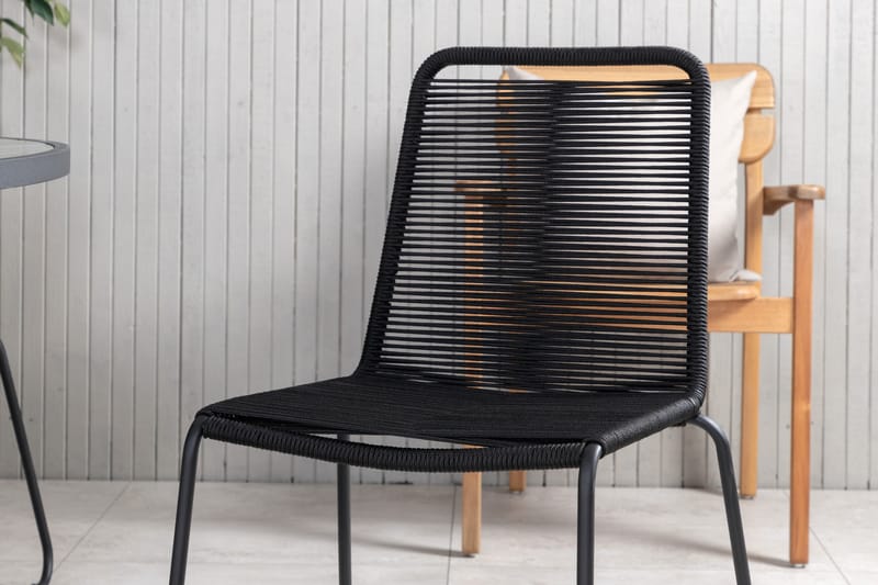 Parma Matgrupp Utomhus Rund Ø140cm + 4 Lindos Stolar - Svart/Grå - Utemöbler - Utegrupp - Matgrupper utomhus