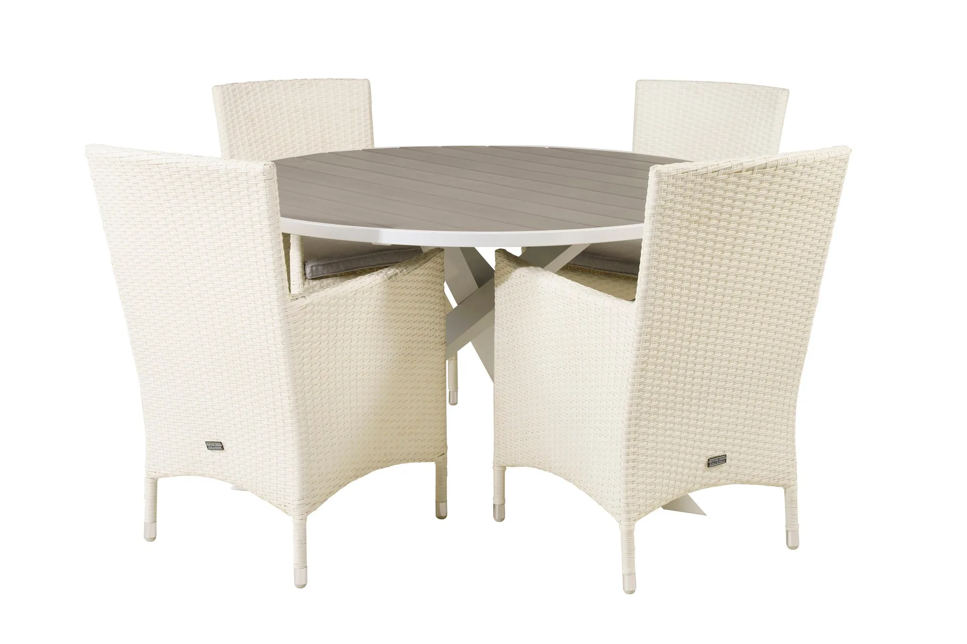 parma matgrupp utomhus rund ø140cm + 4 malin karmstolar - svart/grå