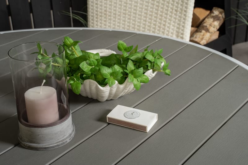 Parma Matgrupp Utomhus Rund Ø140cm + 4 Malin Karmstolar - Svart/Grå - Utemöbler - Utegrupp - Matgrupper utomhus