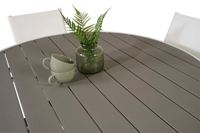 Parma Matgrupp Utomhus Rund Ø140cm + 4 Santorini Karmstolar - Vit - Utemöbler - Utegrupp - Matgrupper utomhus