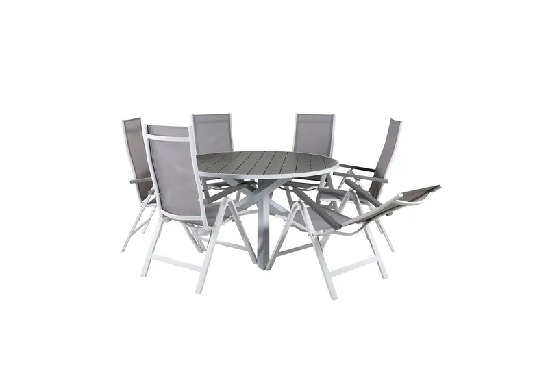 Parma Matgrupp Utomhus Rund Ø140cm + 6 Albany Positionsstolar - Svart - Utemöbler - Utegrupp - Matgrupper utomhus