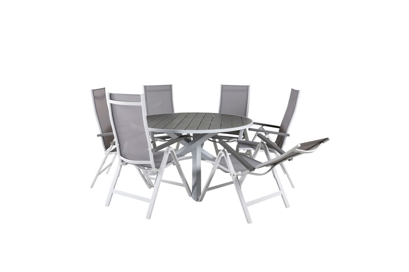 Parma Matgrupp Utomhus Rund Ø140cm + 6 Albany Positionsstolar - Svart - Utemöbler - Utegrupp - Matgrupper utomhus