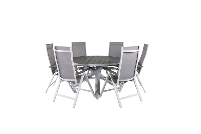 Parma Matgrupp Utomhus Rund Ø140cm + 6 Albany Positionsstolar - Svart - Utemöbler - Utegrupp - Matgrupper utomhus
