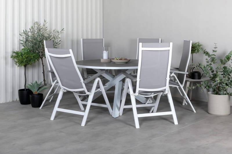 Parma Matgrupp Utomhus Rund Ø140cm + 6 Albany Positionsstolar - Svart - Utemöbler - Utegrupp - Matgrupper utomhus