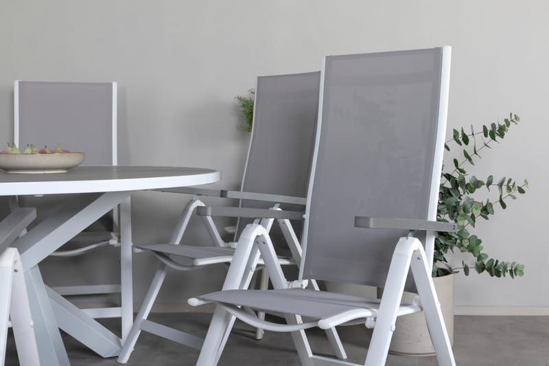 Parma Matgrupp Utomhus Rund Ø140cm + 6 Albany Positionsstolar - Svart - Utemöbler - Utegrupp - Matgrupper utomhus