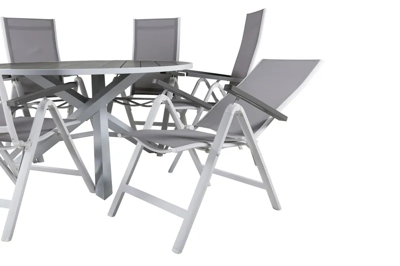 Parma Matgrupp Utomhus Rund Ø140cm + 6 Albany Positionsstolar - Svart - Utemöbler - Utegrupp - Matgrupper utomhus