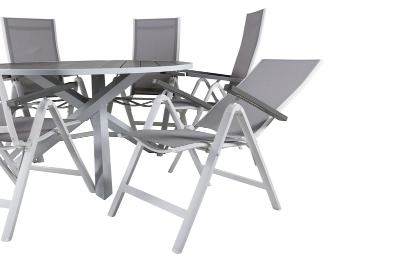 Parma Matgrupp Utomhus Rund Ø140cm + 6 Albany Positionsstolar - Svart - Utemöbler - Utegrupp - Matgrupper utomhus