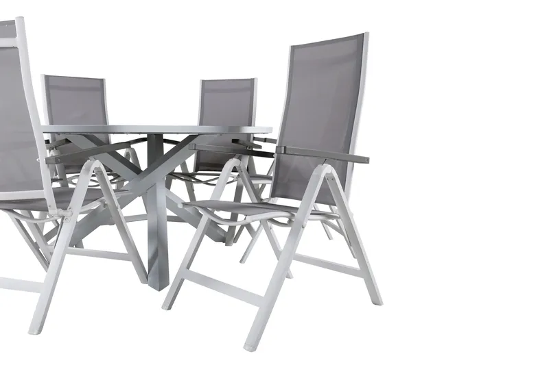 Parma Matgrupp Utomhus Rund Ø140cm + 6 Albany Positionsstolar - Svart - Utemöbler - Utegrupp - Matgrupper utomhus