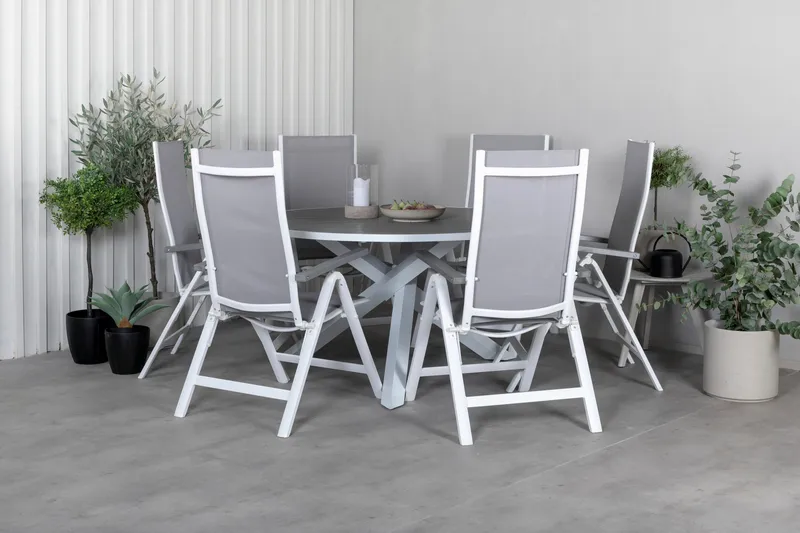 Parma Matgrupp Utomhus Rund Ø140cm + 6 Albany Positionsstolar - Svart - Utemöbler - Utegrupp - Matgrupper utomhus