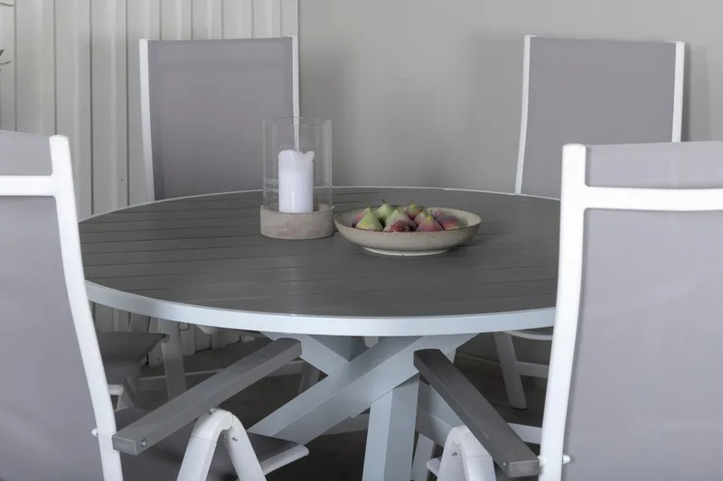 Parma Matgrupp Utomhus Rund Ø140cm + 6 Albany Positionsstolar - Svart - Utemöbler - Utegrupp - Matgrupper utomhus