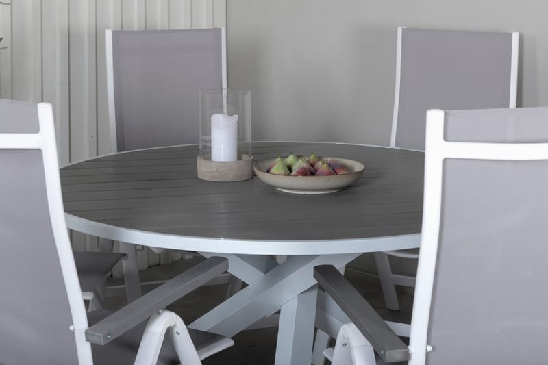 Parma Matgrupp Utomhus Rund Ø140cm + 6 Albany Positionsstolar - Svart - Utemöbler - Utegrupp - Matgrupper utomhus