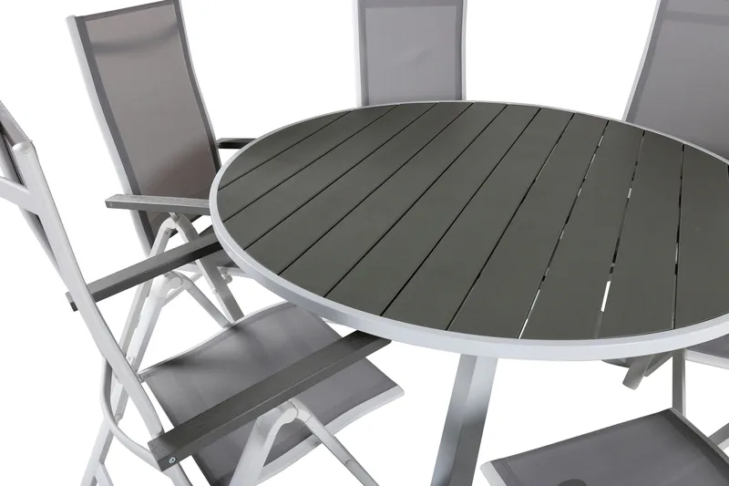 Parma Matgrupp Utomhus Rund Ø140cm + 6 Albany Positionsstolar - Svart - Utemöbler - Utegrupp - Matgrupper utomhus