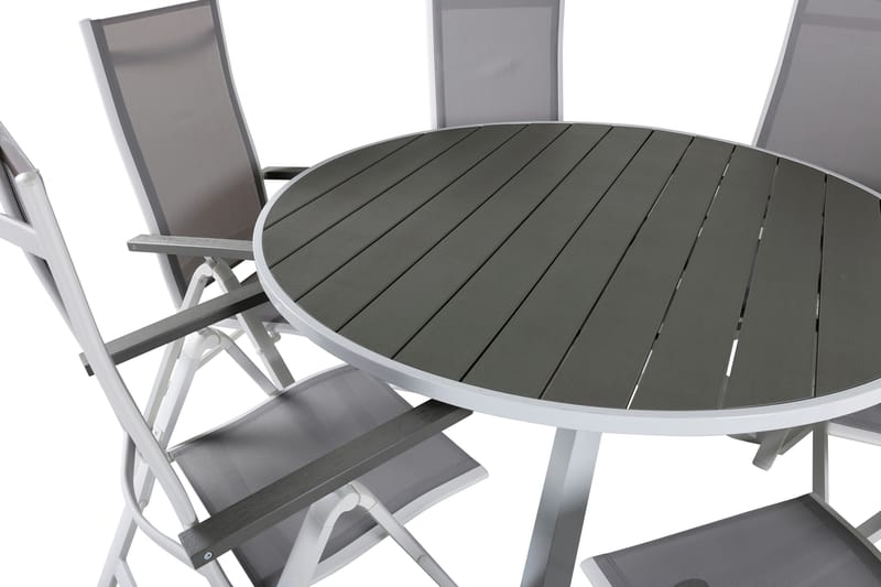 Parma Matgrupp Utomhus Rund Ø140cm + 6 Albany Positionsstolar - Svart - Utemöbler - Utegrupp - Matgrupper utomhus