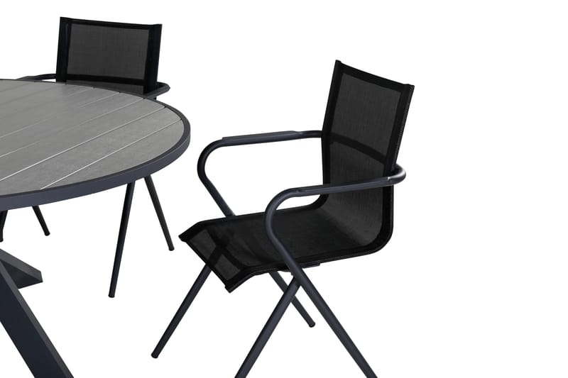 Parma Matgrupp Utomhus Rund Ø140cm + 6 Alina Matstolar - Svart/Grå - Utemöbler - Utegrupp - Matgrupper utomhus