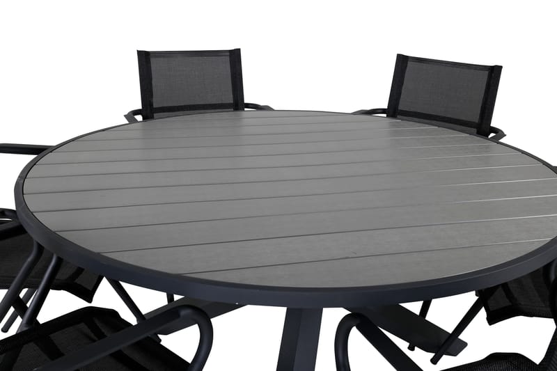 Parma Matgrupp Utomhus Rund Ø140cm + 6 Alina Matstolar - Svart/Grå - Utemöbler - Utegrupp - Matgrupper utomhus