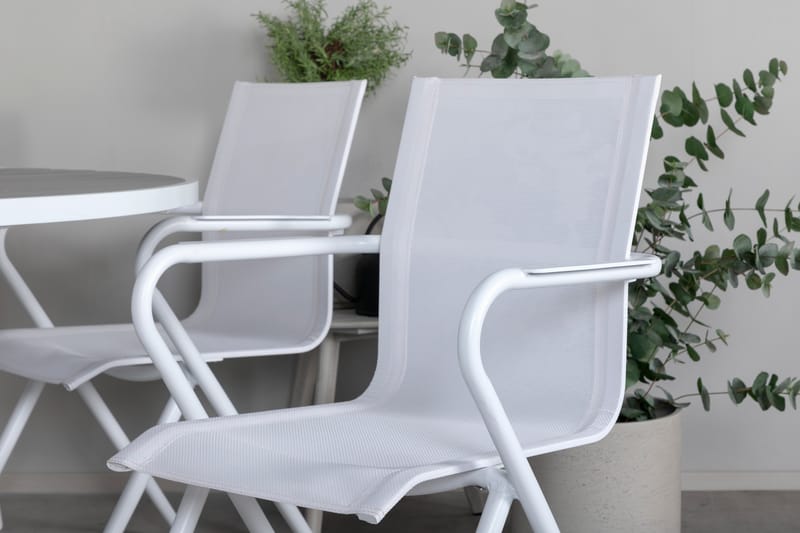 Parma Matgrupp Utomhus Rund Ø140cm + 6 Alina Matstolar - Vit/Grå - Utemöbler - Utegrupp - Matgrupper utomhus