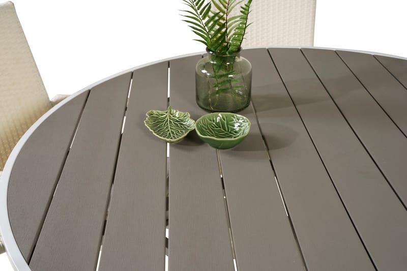 Parma Matgrupp Utomhus Rund Ø140cm + 6 Anna Karmstolar - Vit - Utemöbler - Utegrupp - Matgrupper utomhus