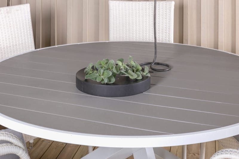 Parma Matgrupp Utomhus Rund Ø140cm + 6 Anna Karmstolar - Vit - Utemöbler - Utegrupp - Matgrupper utomhus