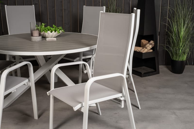 Parma Matgrupp Utomhus Rund Ø140cm + 6 Copacabana Stolar - Svart/Grå - Utemöbler - Utegrupp - Matgrupper utomhus