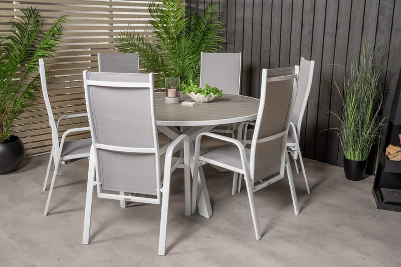 Parma Matgrupp Utomhus Rund Ø140cm + 6 Copacabana Stolar - Svart/Grå - Utemöbler - Utegrupp - Matgrupper utomhus