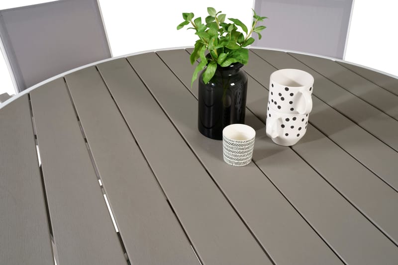 Parma Matgrupp Utomhus Rund Ø140cm + 6 Karmstolar - Vit/Grå - Utemöbler - Utegrupp - Matgrupper utomhus