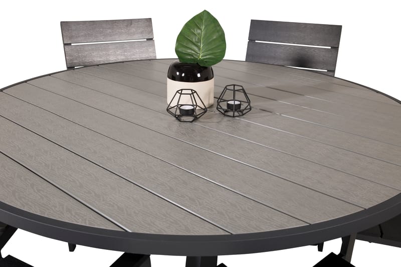 Parma Matgrupp Utomhus Rund Ø140cm + 6 Levels Stolar - Svart/Grå - Utemöbler - Utegrupp - Matgrupper utomhus