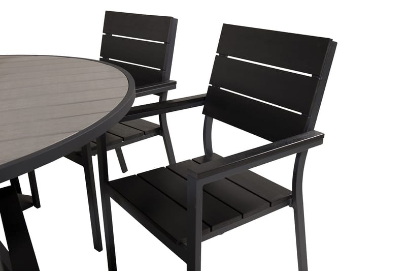 Parma Matgrupp Utomhus Rund Ø140cm + 6 Levels Stolar - Svart/Grå - Utemöbler - Utegrupp - Matgrupper utomhus