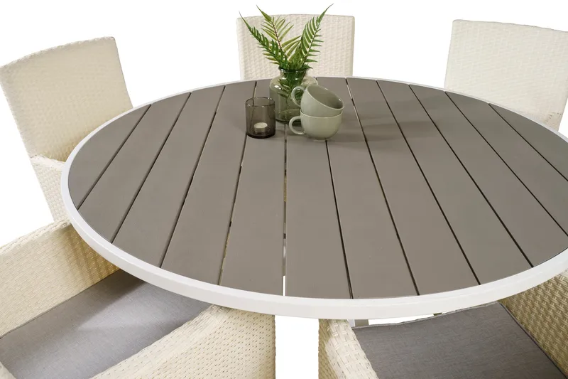 Parma Matgrupp Utomhus Rund Ø140cm + 6 Malin Karmstolar - Svart/Grå - Utemöbler - Utegrupp - Matgrupper utomhus