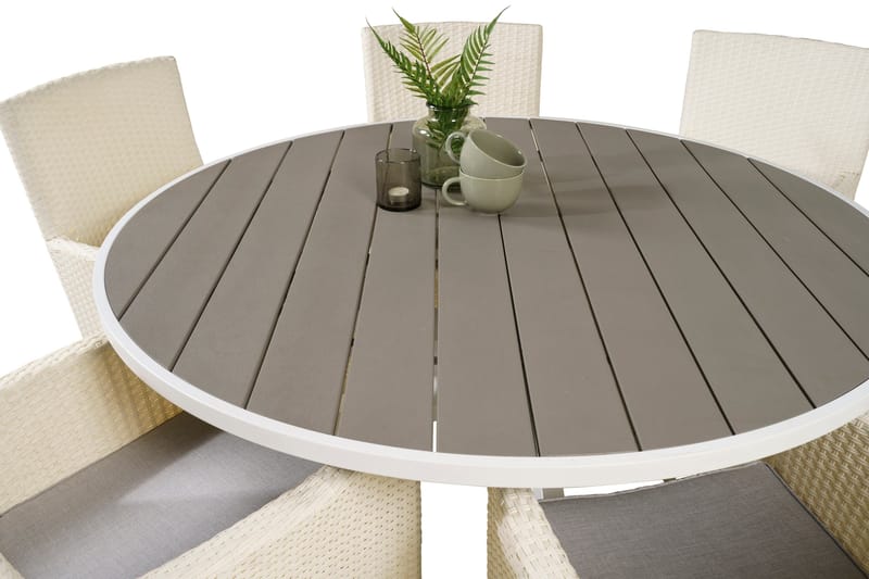 Parma Matgrupp Utomhus Rund Ø140cm + 6 Malin Karmstolar - Svart/Grå - Utemöbler - Utegrupp - Matgrupper utomhus