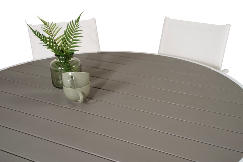 Parma Matgrupp Utomhus Rund Ø140cm + 6 Santorini Karmstolar - Vit - Utemöbler - Utegrupp - Matgrupper utomhus