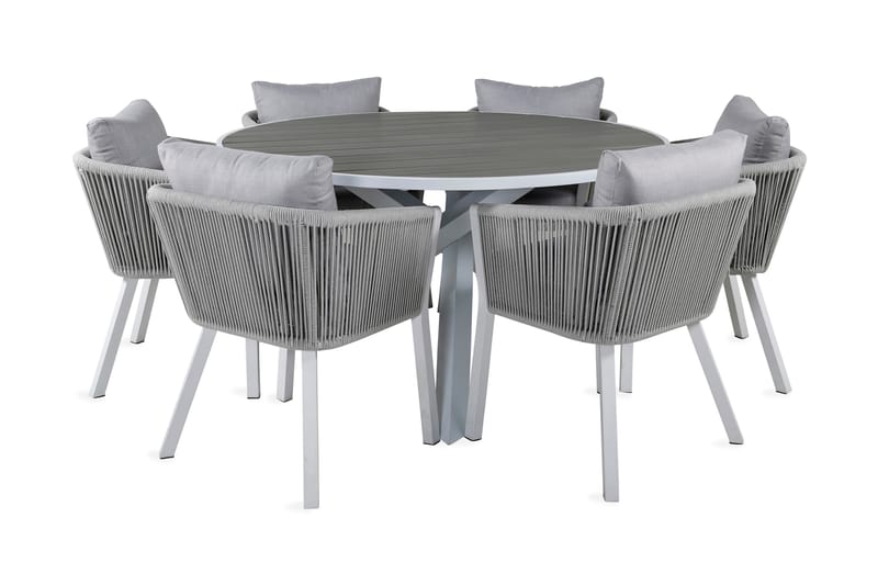 Parma Matgrupp Utomhus Rund Ø140cm + 6 Virya Matstolar - Brun - Utemöbler - Utegrupp - Matgrupper utomhus