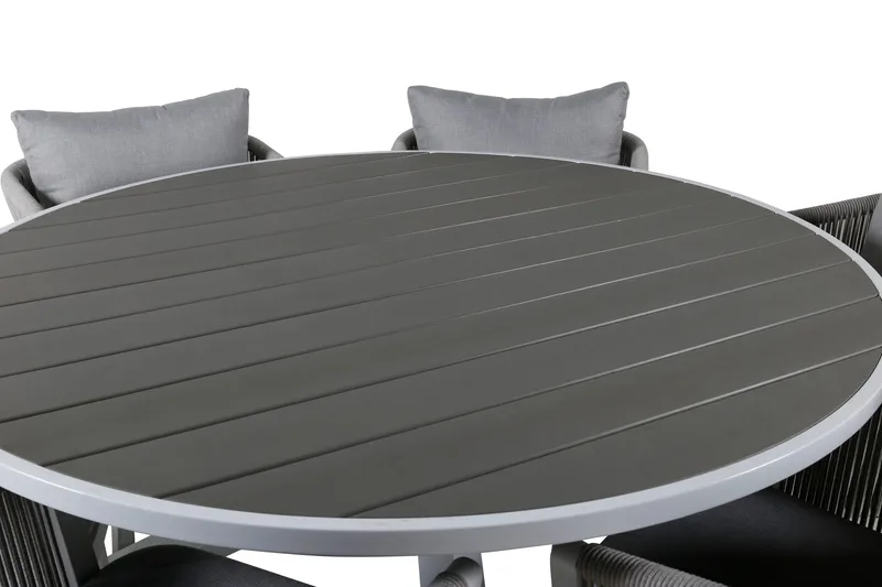 Parma Matgrupp Utomhus Rund Ø140cm + 6 Virya Matstolar - Brun - Utemöbler - Utegrupp - Matgrupper utomhus