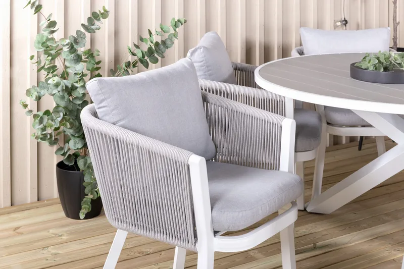 Parma Matgrupp Utomhus Rund Ø140cm + 6 Virya Matstolar - Brun - Utemöbler - Utegrupp - Matgrupper utomhus