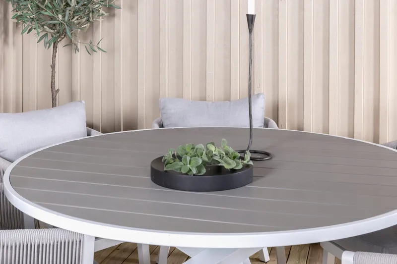 Parma Matgrupp Utomhus Rund Ø140cm + 6 Virya Matstolar - Brun - Utemöbler - Utegrupp - Matgrupper utomhus