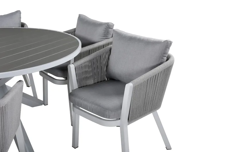 Parma Matgrupp Utomhus Rund Ø140cm + 6 Virya Matstolar - Brun - Utemöbler - Utegrupp - Matgrupper utomhus