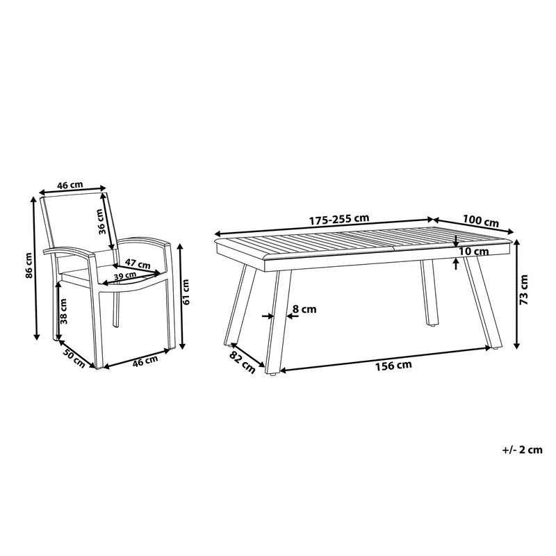 Pereta Trädgårdsmöbelset Med Utebord+6 Utestolar - Grå - Utemöbler - Utegrupp - Matgrupper utomhus