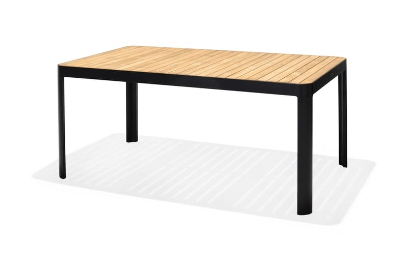 PORTALS Matbord 161 cm Svart/Trä + 6 Karmstolar - Utemöbler - Utegrupp - Matgrupper utomhus
