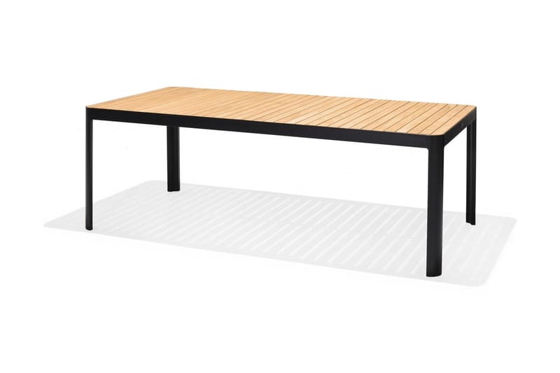 PORTALS Matbord 209 cm Svart/Trä + 8 Karmstolar - Utemöbler - Utegrupp - Matgrupper utomhus