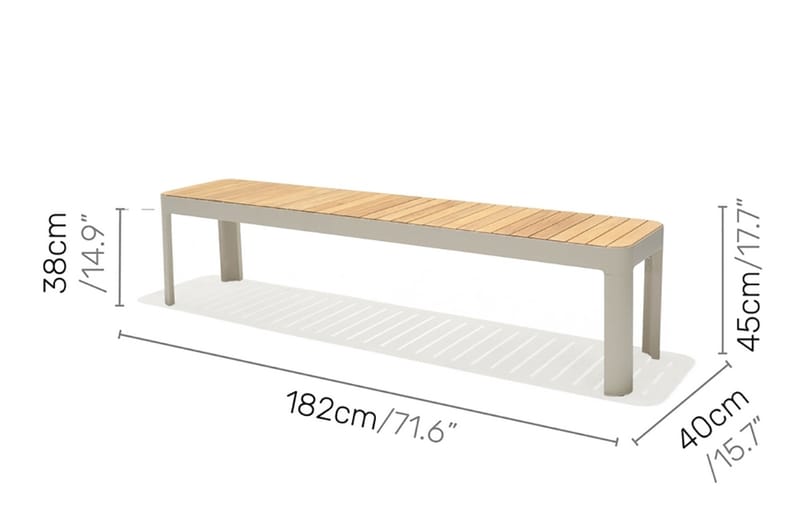 PORTALS Matbord 209 cm Vit/Trä + 5 Karmstolar + Bänk - Utemöbler - Utegrupp - Matgrupper utomhus