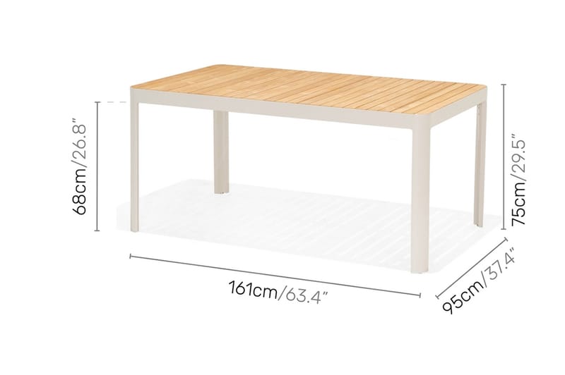 PORTALS Matbord 209 cm Vit/Trä + 8 Karmstolar - Utemöbler - Utegrupp - Matgrupper utomhus